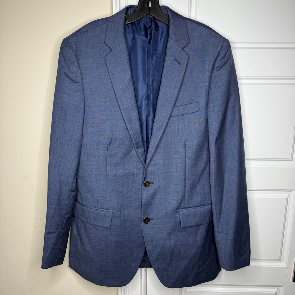 J Crew Blazer Mens 40 L Blue Thompson Worsted Wool Suit Jacket 2 Button 47226